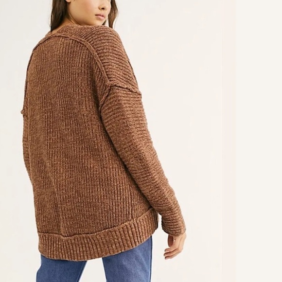 Free People Brown Combo Long Sleeve Open Cardigan - Picture 12 of 13